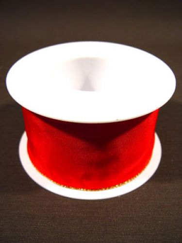 Floristik24 Gift ribbon with golden edge, 6.0cm 25m red
