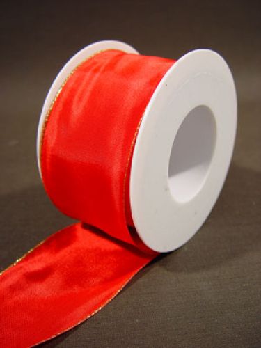 Floristik24 Gift ribbon with golden edge, 6.0cm 25m red