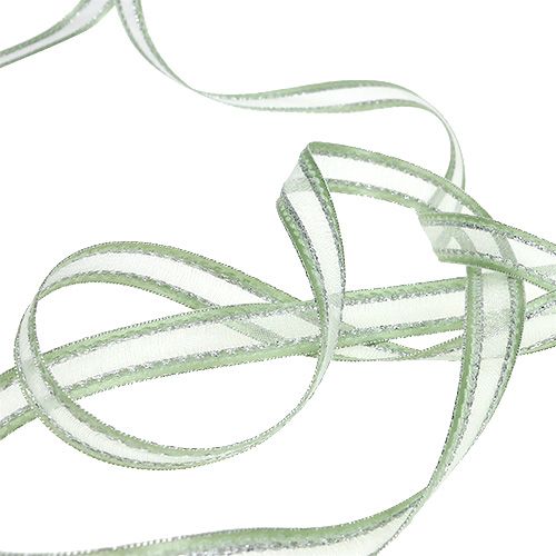 Floristik24 Gift ribbon mint green with silver 15mm 20m
