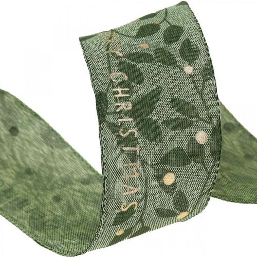 Product Christmas ribbon with saying green 40mm 20m