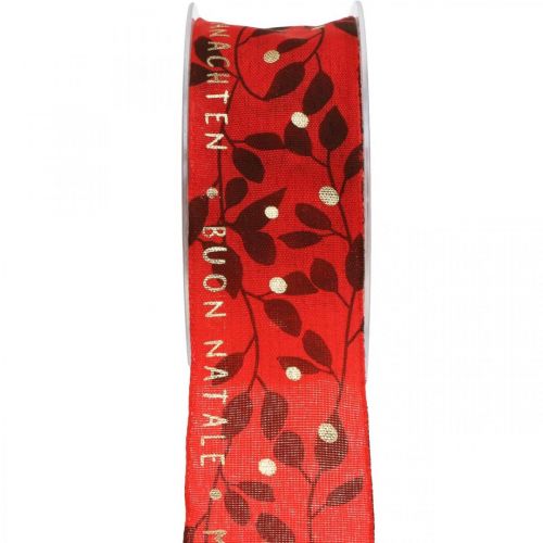 Product Christmas ribbon with saying red 40mm 20m