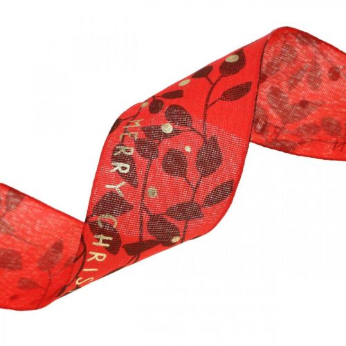 Christmas ribbon with saying red 40mm 20m