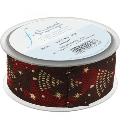 Floristik24 Christmas ribbon with Christmas tree dark red 40mm 15m
