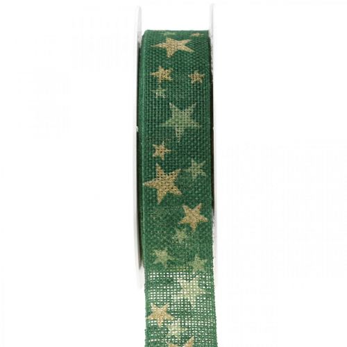 Floristik24 Gift ribbon bow ribbon with stars green gold 25mm 15m