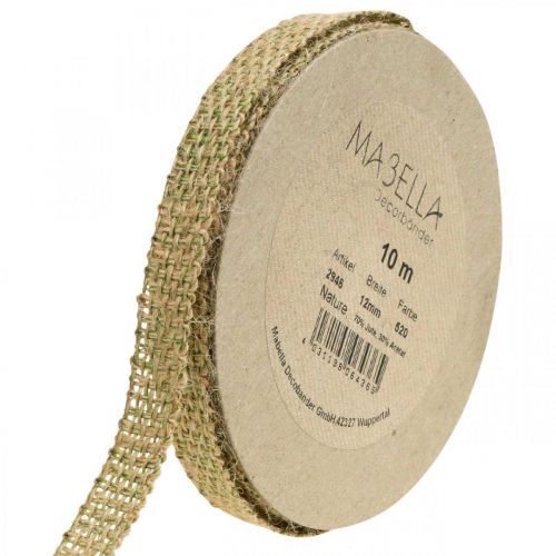 Floristik24 Deco ribbon jute green, nature 12mm Colorful jute ribbon jute decoration 10m