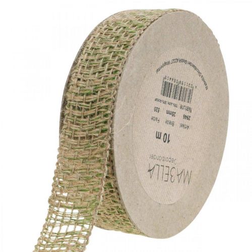 Product Deco ribbon jute green, nature 25mm Jute ribbon for decoration 10m