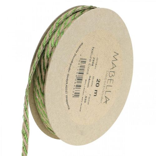 Floristik24 Deco ribbon linen green, natural 4mm gift ribbon decorative ribbon 20m