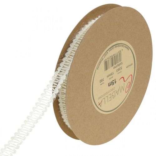 Product Deco ribbon jute, natural gift ribbon cream white 15mm 15m