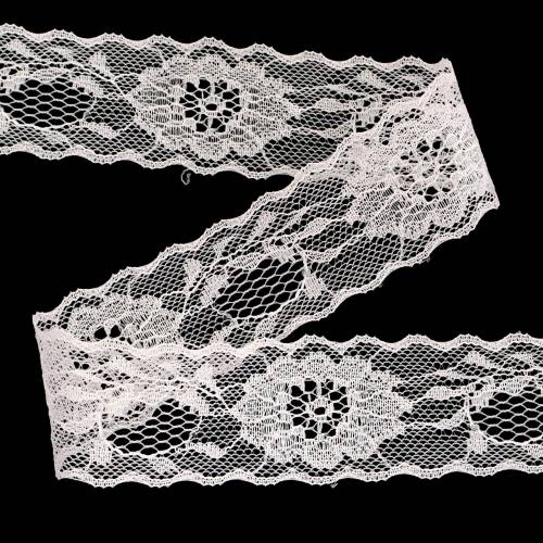 Floristik24 Lace ribbon floral with wavy edge pink 40mm 20m