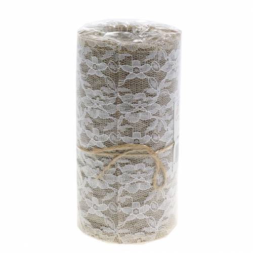 Floristik24 Lace ribbon table runner natural, white 150mm 4m