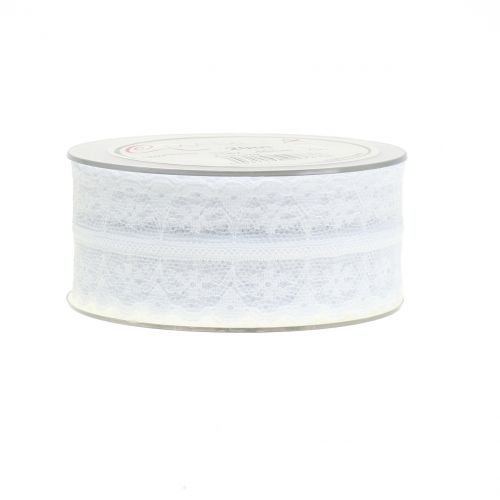 Floristik24 Lace ribbon vintage white 40mm 20m