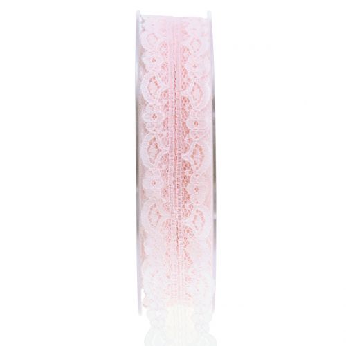 Lace ribbon with wavy edge pink 25mm 20m