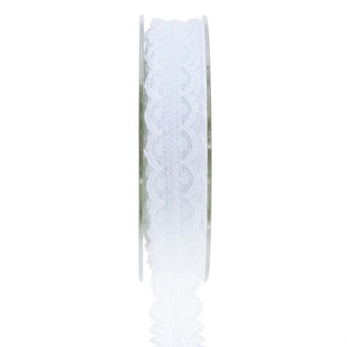Floristik24 Lace ribbon with wavy edge white 20mm 20m