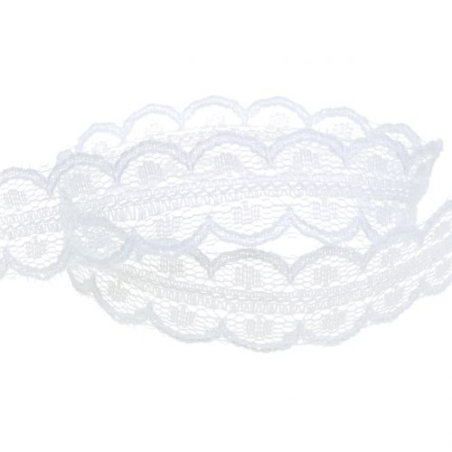 Floristik24 Lace ribbon with wavy edge white 20mm 20m