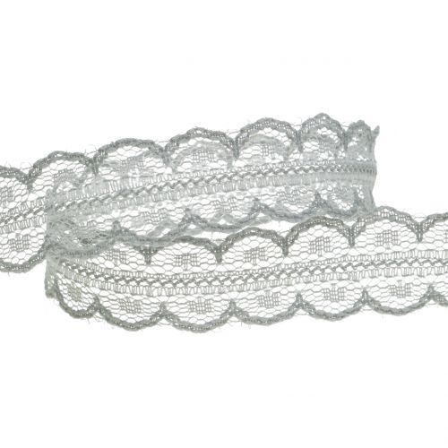 Product Lace ribbon with scalloped edge Gray 20mm 20m