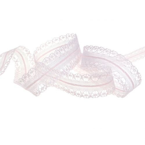 Floristik24 Lace ribbon vintage pink 20mm 20m