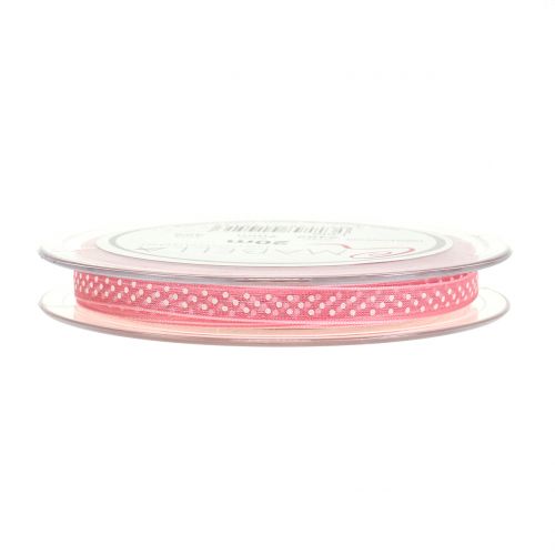 Floristik24 Decorative ribbon with dots pink 7mm L20m