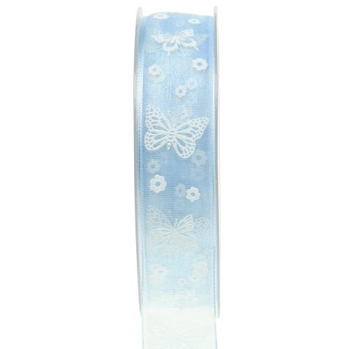 Organza ribbon butterfly blue 25mm 20m