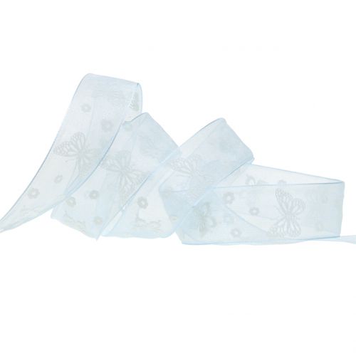 Floristik24 Organza ribbon butterfly blue 25mm 20m