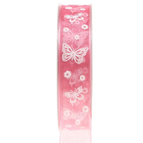 Floristik24 Organza ribbon butterfly dusty rose 25mm 20m