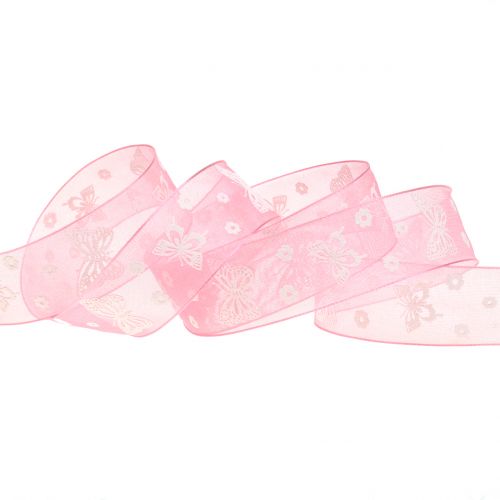 Product Organza ribbon butterfly dusty rose 25mm 20m