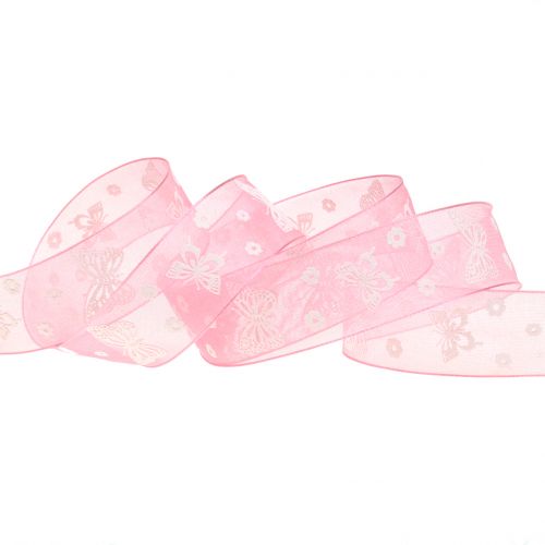 Floristik24 Organza ribbon butterfly dusty rose 25mm 20m