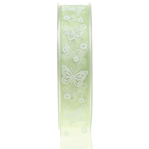 Floristik24 Organza ribbon butterfly mint 25mm 20m