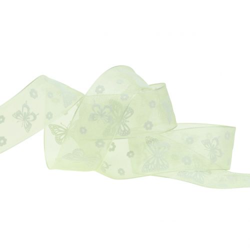 Floristik24 Organza ribbon butterfly mint 25mm 20m