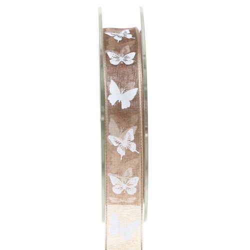 Organza ribbon butterfly brown 15mm 20m