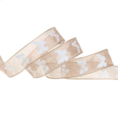 Floristik24 Organza ribbon butterfly brown 15mm 20m