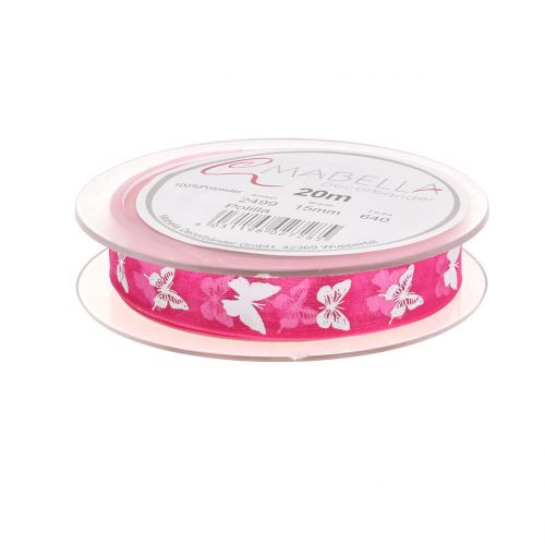 Floristik24 Organza ribbon butterfly pink 15mm 20m