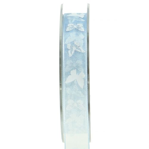 Floristik24 Organza ribbon butterfly blue 15mm 20m