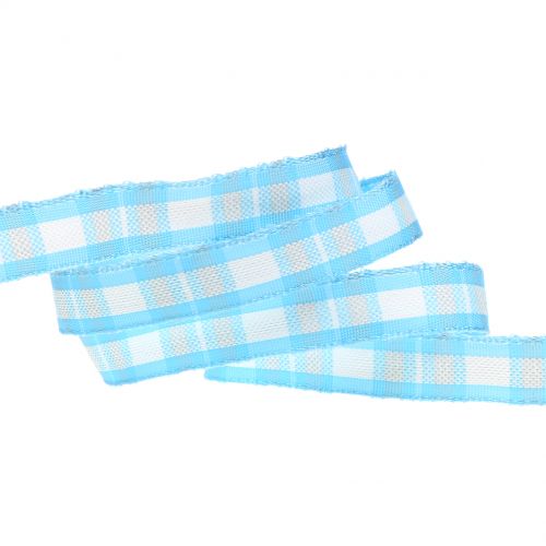 Product Decorative ribbon check with wire edge blue 15mm L20m