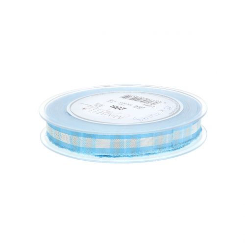 Product Decorative ribbon check with wire edge blue 15mm L20m