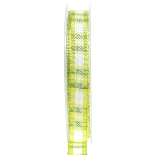 Floristik24 Deco ribbon checkered with wire edge green 15mm L20m
