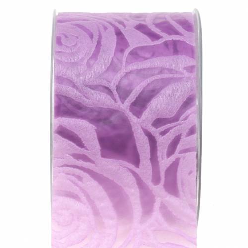 Deco ribbon roses wide lilac 63mm 20m