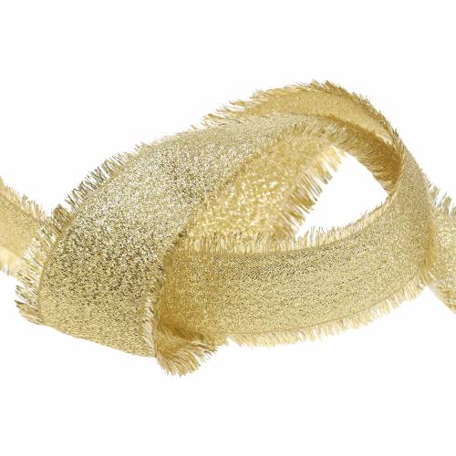 Floristik24 Deco ribbon gold with fringes 40mm 15m