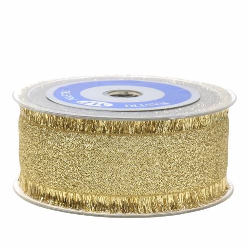 Floristik24 Deco ribbon gold with fringes 40mm 15m