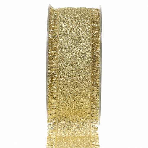 Floristik24 Deco ribbon gold with fringes 40mm 15m
