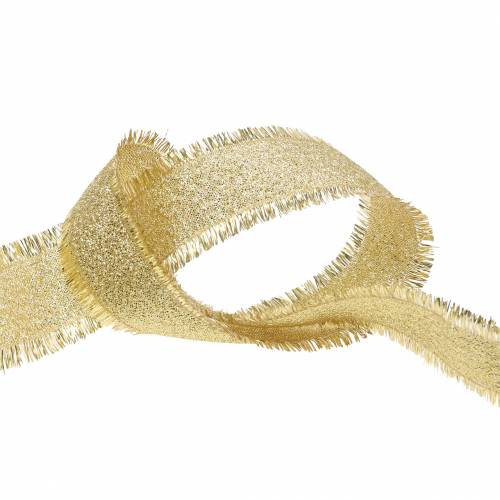 Floristik24 Decorative ribbon gold with fringes 25mm 15m