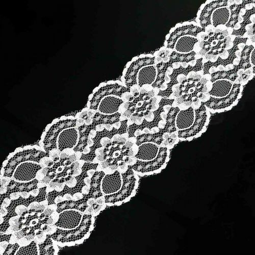 Floral lace ribbon, table runner, wedding decoration, jewelry ribbon white 70mm 15m