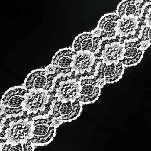 Floristik24 Floral lace ribbon, table runner, wedding decoration, jewelry ribbon white 70mm 15m