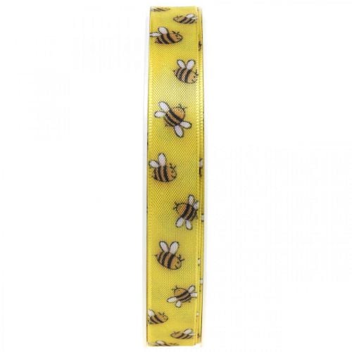 Deco ribbon spring yellow, ribbon with bees B15mm L20m