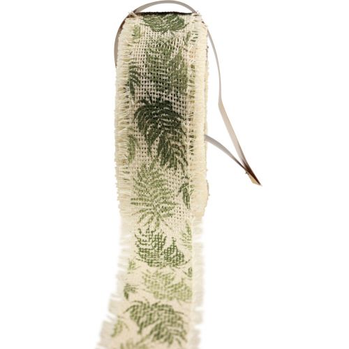 Floristik24 Decorative ribbon rainforest cotton ribbon green 30mm 15m