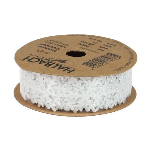 Product Satin ribbon Christmas ribbon snowflake white 25mm 5m