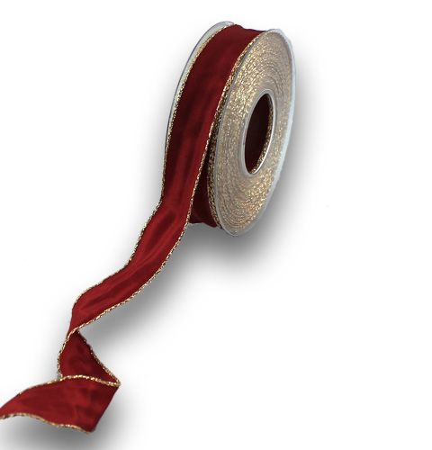 Floristik24 Silk ribbon Bordo with gold edge 25mm 25m