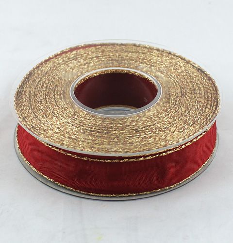 Floristik24 Silk ribbon Bordo with gold edge 25mm 25m