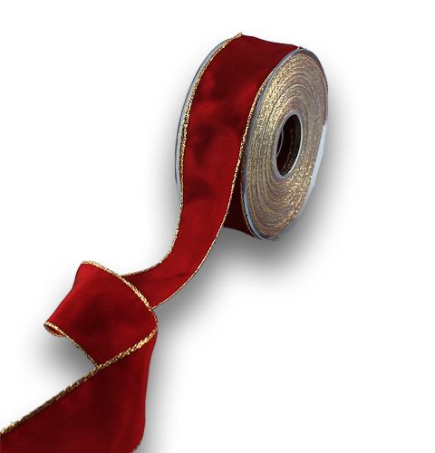 Floristik24 Silk ribbon Bordo with gold edge 40mm 25m