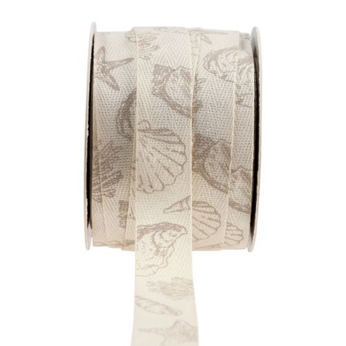 Decorative ribbon maritime cotton ribbon cream shells 25mm 15m