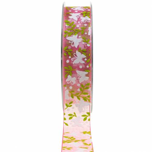 Product Organza ribbon butterfly 25mm pink deco ribbon gift ribbon 20m
